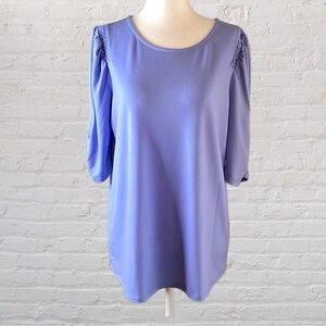 Adrianna Papell light blue or purple mid length sleeve blouse. Size medium.